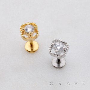 MULTI CZ CLOVER FLOWER THREADLESS (PUSH IN) 316L SURGICAL STEEL LABRET SET